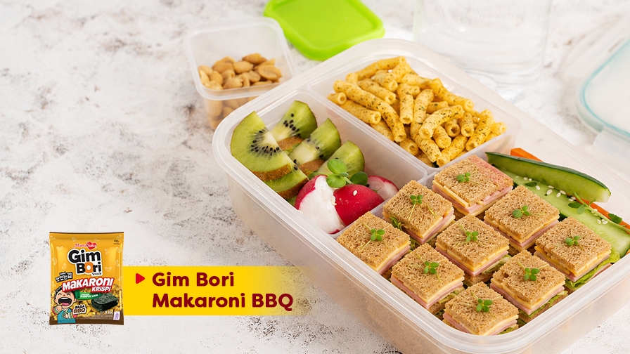 Kreasi Bekal Sandwich Mini dan Gim Bori Makaroni Barbeque untuk Anak